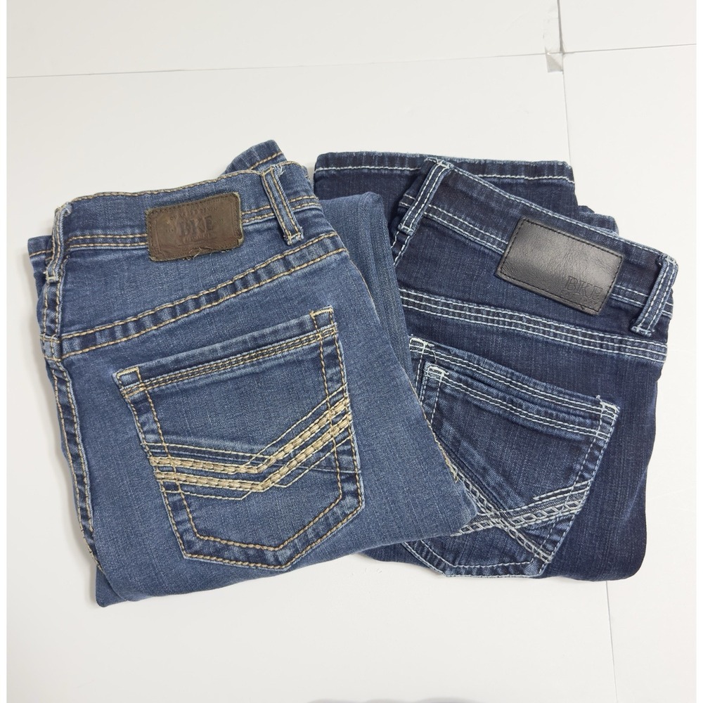 Lot of 2 BKE Men's Fulton Jeans Bootcut Size 30x32 Thick Stitch Cowboy Western